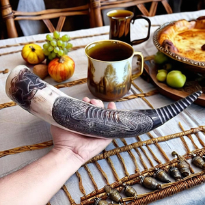 Corne de vache gravée sur mesure Navire viking Corne à boire nordique personnalisée pour mariages et cadeaux - Product Image 4