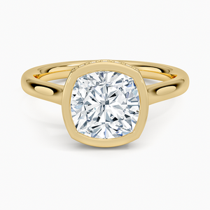Anillo de diamante solitario de oro de lujo, ajuste de bisel, joyería de boda de compromiso para mujer, diseño de anillo fino clásico elegante - Product Image 1