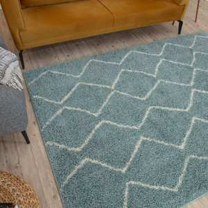 Alfombra Peluda Azul Huevo de Pato Marroquí 850 - Alfombra Rectangular Grande para Pasillo, Sala de Estar, Dormitorio, Habitación Juvenil - Product Image 6