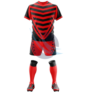 Ensemble d'uniformes de sport OEM pour le rugby avec tissu évacuant l'humidité pour les équipes Maillot à séchage rapide et short sur mesure pour le confort - Product Image 1
