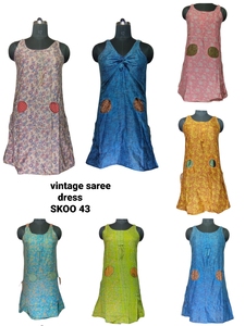 Robe d'été décontractée indienne vintage en soie saree dentelle impression numérique pour femme - Product Image 2