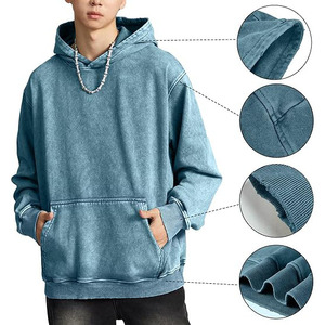 Sudadera con capucha lavada con ácido Vintage personalizada Stone Washed Boxy Fit Unisex XL suéter viejo de gran tamaño para hombres Sun Faded Look - Product Image 2