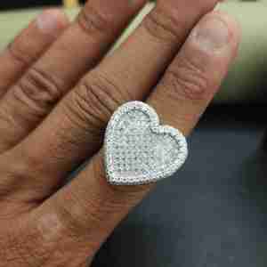 Anillo de Moda con Diseño de Corazón, Estilo Hip Hop, Moissanita Personalizada, Oro Sólido de 14 Quilates, Acero Inoxidable, Certificado IGI, Joyas DOPE - Product Image 6
