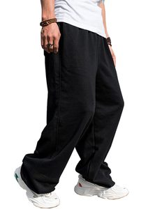 Pantalon de survêtement en velours côtelé respirant et écologique, coupe ample, jambe large, taille mi-haute, avec cordon de serrage, pour homme grande taille, idéal pour l'hiver et les loisirs - Product Image 1