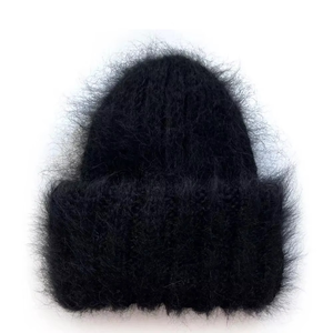 Bonnets d'hiver chauds et confortables en mohair élastique Fabricant de bonnets Logo personnalisé Haute qualité 2025 Nouveau style de bonnets en fourrure - Product Image 5