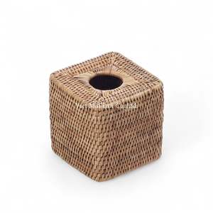 Bohemian Style Handwoven <b>Rattan</b> Tissue <b>Box</b> Made by Vietnamese Artisans for Home <b>Storage</b> and Decoration - Product Image 2