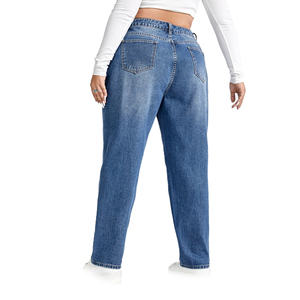 Venta al por mayor, pantalones vaqueros de talla grande para mujer, pantalones vaqueros de cintura alta con curvas, pantalones vaqueros ajustados elásticos para Boutique de moda 2025 - Product Image 2