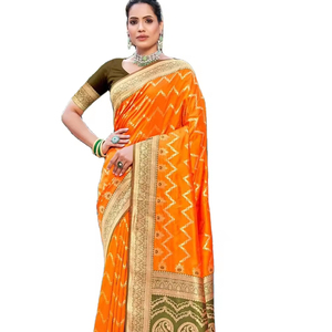El último diseñador Banarasi Silk Digital Printed Work Saree de Fab Zone - Product Image 1