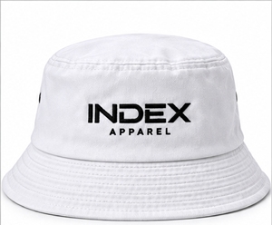 Index Apparel <b>White</b> <b>Bucket</b> Hat Embroidered Logo Unisex Casual Spring Summer Canvas Style - Product Image 1