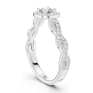 Bague de fiançailles en diamant de laboratoire taille coussin 0,858 CT avec halo, clarté VVS-VS EF, or 18 carats, 14 carats, 10 carats et argent 925 - Product Image 5