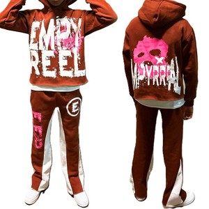 Ensemble de survêtement pour garçons de haute qualité, style streetwear personnalisé, délavé à l'acide, avec sweat à capuche et pantalon de survêtement, grandes tailles, avec strass - Product Image 3