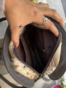 New Arrival Western Style Hand Tooling Carving Stylish Handbag Cowhide Fur Sling <b>Bag</b> Crossbody Shoulder Round <b>Bags</b> Women's - Product Image 6