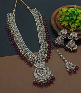 Conjunto de joyas chapadas en oro Kundan tradicional indio y conjunto de collar de cobre para mujeres y niñas accesorios indios joyería Mujer - Product Image 3