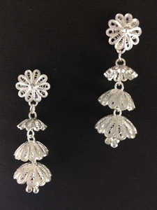 Pendientes de Plata de Ley de Alta Calidad con Filigrana Plateada, Estilo Tradicional, para Mujer, Proveedor Directo de la India, Moda - Product Image 2