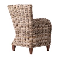 Fauteuil en Rotin Naturel Tressé à la Main avec Coussin, Chaise en Osier Durable et Élégante pour Salon ou Patio