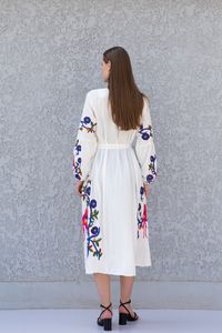 Nuevo bohemio Hippie bohemio para mujer, sólido, manga larga, ecológico, playa, cómodo, Sexy, suelto, largo hasta el suelo, vestidos de algodón - Product Image 3