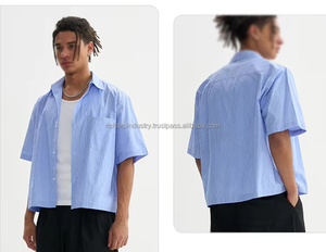 Chemise boutonnée décontractée pour homme en coton 100% respirant, coupe ample et courte, idéale pour l'automne - Product Image 3