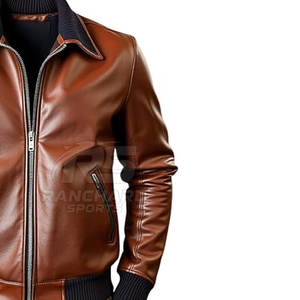 Chaqueta Bomber de Cuero Moderna, Elegante y Clásica para Uso Diario, Chaqueta Bomber de Cuero Moderna, Cómoda y a la Moda para el Día a Día - Product Image 2