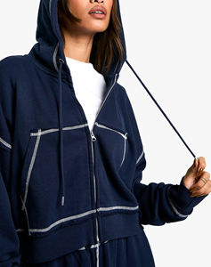 Sweat à capuche de qualité supérieure pour femmes pur coton Style confortable tous les jours à manches longues pull à capuche coupe ample - Product Image 3