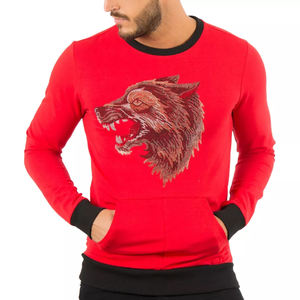 Latest Winter Fashion Custom Logo <b>Crewneck</b> Pullover <b>Sweatshirts</b> for <b>Men</b> Long Sleeves with Rhinestone Decorations on Front - Product Image 1