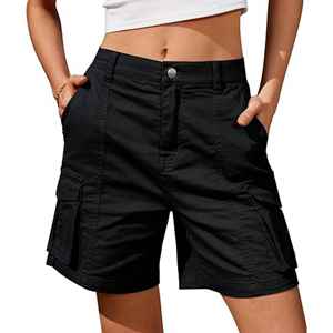 Summer <b>cargo</b> <b>shorts</b> with elastic waist oversized pockets casual <b>knee</b> <b>length</b> style for men and <b>women</b> - Product Image 1