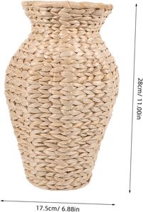 Vase décoratif de sol en jonc de mer côtier écologique fait à la main pièce maîtresse d'herbe tressée naturelle Boho Chic décor à la maison fausse fleur - Product Image 2