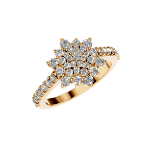 Elegante 14K oro sólido brillante racimo floral hecho a medida laboratorio cultivado diamante anillo de compromiso joyería fina India IGI para boda - Product Image 6