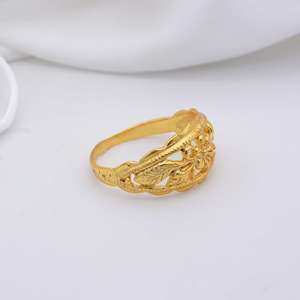 Boho Floral Wedding Bands or <b>Rings</b> Tribal Brass Jewelry Women 18k Gold Plated Trendy <b>Dainty</b> Flower Design Wholesale - Product Image 2