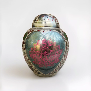 โกศสำหรับสัตว์เลี้ยงทำด้วยมือขนาดกลางสไตล์อเมริกันดอกบัวทองเหลืองอุปกรณ์งานศพ - Product Image 1