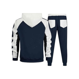 Polyester Mens Hooded Tracksuit Set Acid Wash Casual Soft Stretchy Breathable Patchwork Jacket Joggers Full Zip Pockets Ribbed - Product Image 5