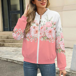 Wholesale Custom Cotton Zipper Up <b>Bomber</b> <b>Jackets</b> for Winter Women Plus Size Custom Baseball <b>Varsity</b> <b>Jackets</b> - Product Image 4