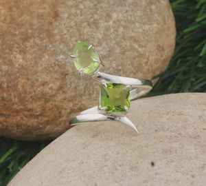 Peridot Gemstone Ring 925 Sterling Silver Rhodium Plated Handmade Jewelry February Birthstone Gift for Women Elegant Luxury - Product Image 5