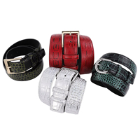 Ceinture personnalisée en cuir de vachette véritable gaufré façon croco avec boucle en acier, imperméable et légère, avec logo personnalisé pour hommes et femmes, usage décontracté ou professionnel