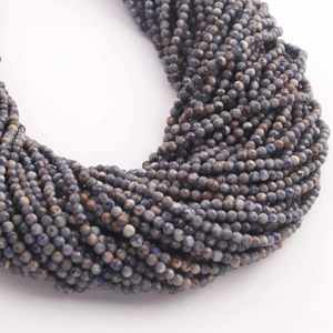 Sodalite เส้นลูกปัดกลมขนาดไมโคร3มม. ลูกปัดหินโซดาธรรมชาติแบบหลวมสำหรับทำเครื่องประดับจากผู้ผลิตอินเดีย - Product Image 1