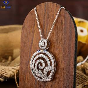 1.135 TDW Round Cut <b>Diamond</b> Pendant With Chain 925 Silver Non Certified <b>Diamond</b> Cvd/Hpht <b>Diamond</b> Lab Stone - Product Image 2