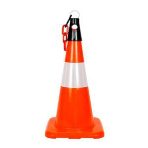 Cône de signalisation routière en PVC de 50 cm pour la sécurité routière, cône de signalisation blanc réfléchissant, barrière routière sans poids - Product Image 6
