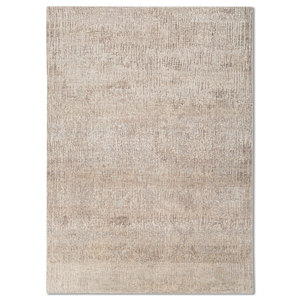 Tapis en laine et soie noué à la main Entropy Blue AKWS-13036 pour usage domestique - pour salon, couloir, rectangulaire, patchwork abstrait, fait main - Product Image 1