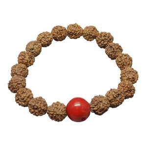 Bracelet Rudraksha unisexe en corail naturel brun Moonga |   Indonésie |   Métal non précieux |   5 Mukhi |   Bracelets à perles tendance - Product Image 1