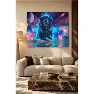 Impression sur toile Fida Neon Lion aux couleurs Galaxy - Product Image 5
