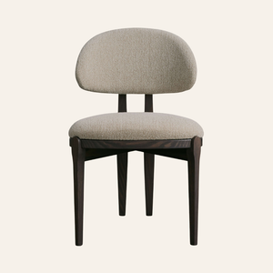 Contemporary Teak Wood <b>Upholstered</b> Dining <b>Chair</b> with Fabric Seat Minimalist Modern Dining Furniture for Home Restaurant Cafe - Product Image 2