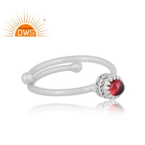 Latest Design Fine Sterling Silver Natural Garnet Gemstone <b>Adjustable</b> <b>Ring</b> Jewelry Manufacturer - Product Image 3