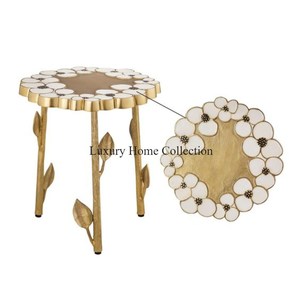 Mesa auxiliar decorativa para el hogar con diseño de hoja de Color dorado hecha a mano de gran tamaño, muebles elegantes para sala de estar y dormitorio para Hotel y hogar - Product Image 5