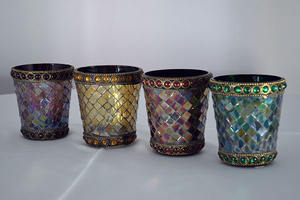 Portavelas Moderno de Cera de Abeja Hecho a Mano con Diseño de Mosaico, Altamente Perfumado para Bodas - Product Image 4