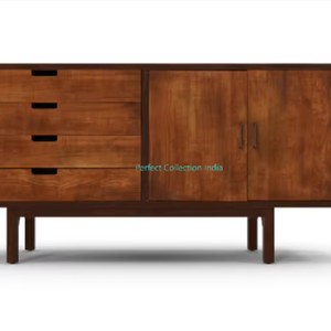Aparador moderno de madera de mango de 55,1 pulgadas con puerta de cajón, aparador de Buffet, estantes de cajones para comedor - Product Image 1