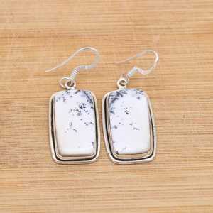 Dendrite Opal 925 Sterling Silver Gemstone Hook <b>Earrings</b> Handmade Jewelry Women Fashion Dangle Gift - Product Image 1