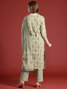 Họa tiết dân tộc in bông kurta thiết lập với chi tiết tôn tạo dupatta - Product Image 5