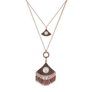 Collier Urthn en pierre de cristal à 2 couches plaqué or rose Style 1110514A à la mode - Product Image 1