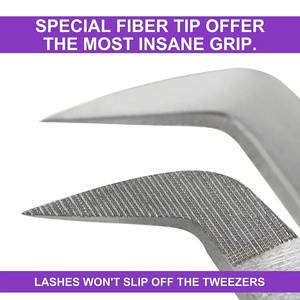 Pinzas profesionales para pestañas con volumen ruso de 90 y 45 grados, pinzas de agarre de fibra de acero inoxidable ecológicas, puntas de fibra para pestañas - Product Image 2