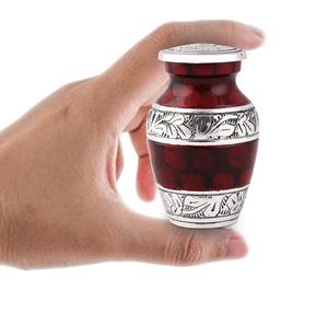 Small <b>Keepsake</b> Urns | Red | Mini Urn Set of 4 | for Human <b>Ashes</b> or <b>Pet</b> <b>Ashes</b> 3" Tall Urns & 4 Individual Velvet Bags - Product Image 5