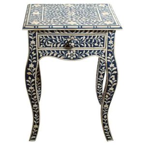 Incrustación de hueso requerida incrustación diseños de lujo Mesita de noche Gabinete Mesita de noche Mesa con incrustaciones de hueso Muebles de sala de estar de la India - Product Image 2